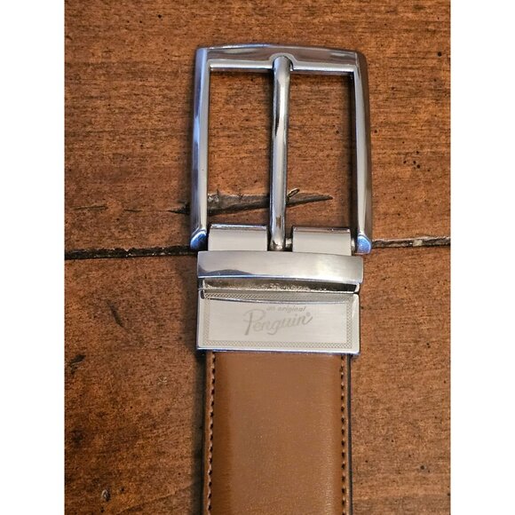 Original Penguin Reversible Leather Belt Black/Tan Medium Mens Pre-Loved - Picture 4 of 7